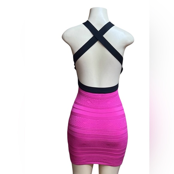 Pink Ribbed Mini Halter Dress - Picture 2 of 3